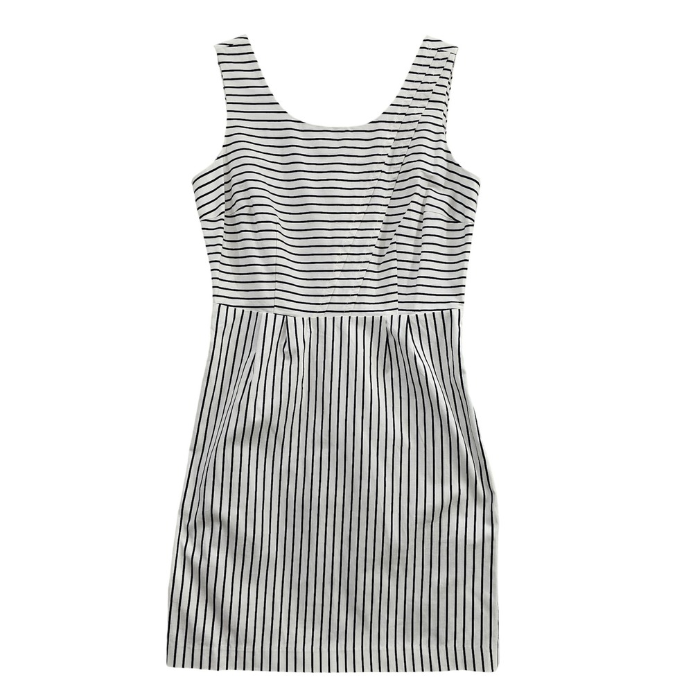 The Limited Striped Sheath Dress Womens 6 White Navy Cutout Back Cotton Dress